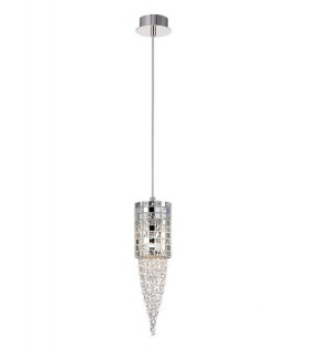 Ceiling Pendant 1 Light G9 Polished Chrome, Mosaic Glass, Crystal - 1
