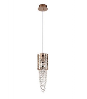 Ceiling Pendant 1 Light G9 Rose Gold, Mosaic Glass, Crystal - 1