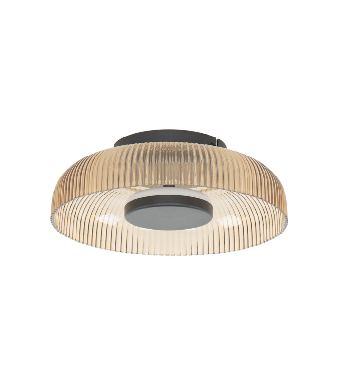 Passo Bowl Semi Flush Ceiling Light Yellow Black 3000K Warm White-1