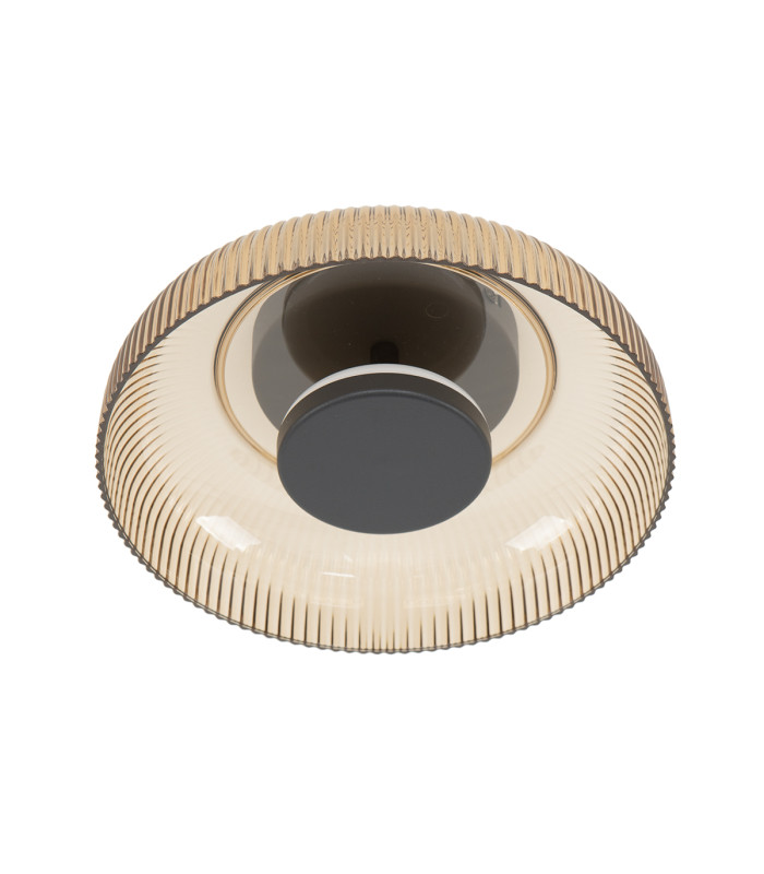 Passo Bowl Semi Flush Ceiling Light Yellow Black 3000K Warm White-2