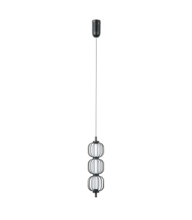 Pedro Slim Pendant Ceiling Light Matt Black Chrome 3000K Warm White 3xLED-1