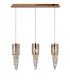 Ceiling Pendant 3 Light G9 Line Rose Gold, Mosaic Glass, Crystal - 1