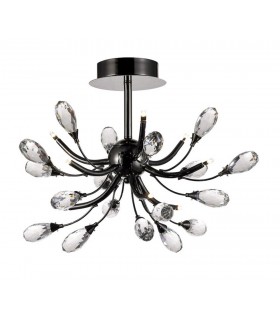 Semi Flush Ceiling 9 Light G4 Black Chrome, Clear Crystal - 1