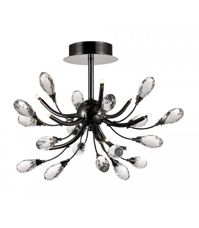 Semi Flush Ceiling 9 Light G4 Black Chrome, Clear Crystal - 1
