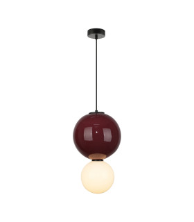 Pieve Globe Pendant Ceiling Light Burgundy Red Purple Matt White 3000K Warm White-1