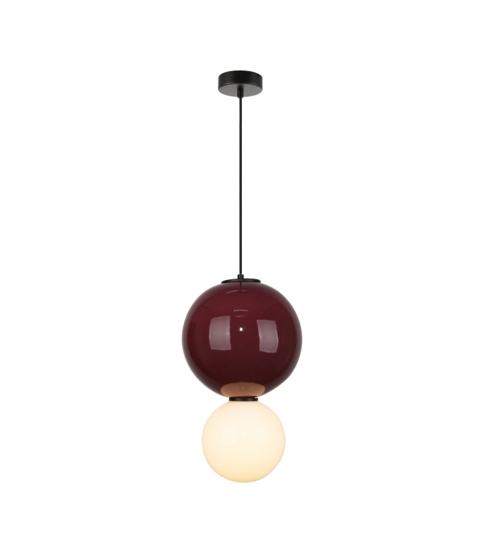 Pieve Globe Pendant Ceiling Light Burgundy Red Purple Matt White 3000K Warm White-1