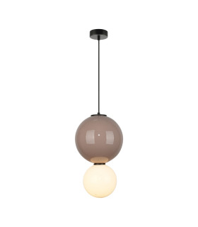 Pieve Globe Pendant Ceiling Light Brown Beige Matt White 3000K Warm White-1