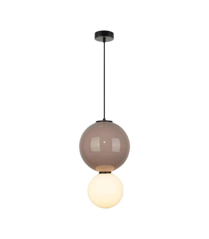 Pieve Globe Pendant Ceiling Light Brown Beige Matt White 3000K Warm White-1