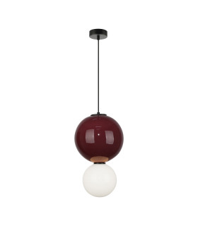 Pieve Globe Pendant Ceiling Light Burgundy Red Purple Matt White 3000K Warm White-2
