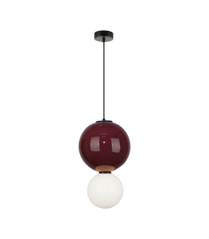 Pieve Globe Pendant Ceiling Light Burgundy Red Purple Matt White 3000K Warm White-2