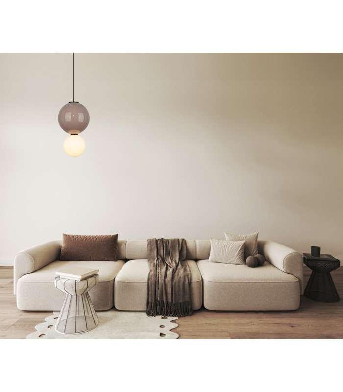 Pieve Globe Pendant Ceiling Light Brown Beige Matt White 3000K Warm White-5