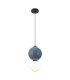 Pieve Slim Pendant Ceiling Light Blue Matt White with Opal Blue Glass Ceramics Shade 3000K Warm White-1