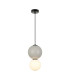 Pieve Slim Pendant Ceiling Light Grey Matt White with Opal Grey Glass Ceramics Shade 3000K Warm White-1