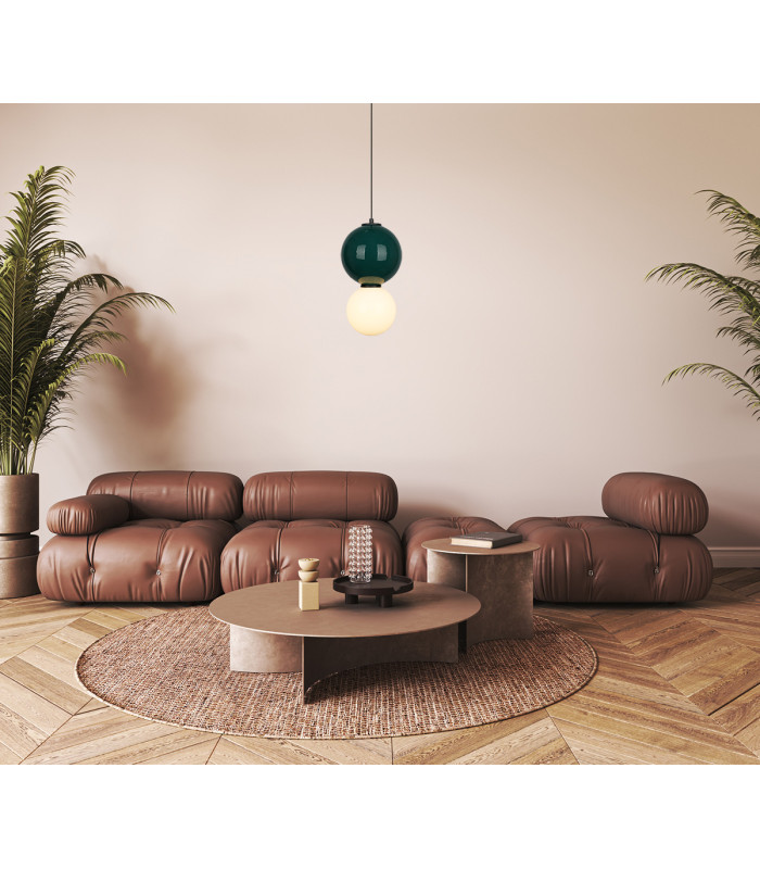 Pieve Slim Pendant Ceiling Light Green Matt White 3000K Warm White-5
