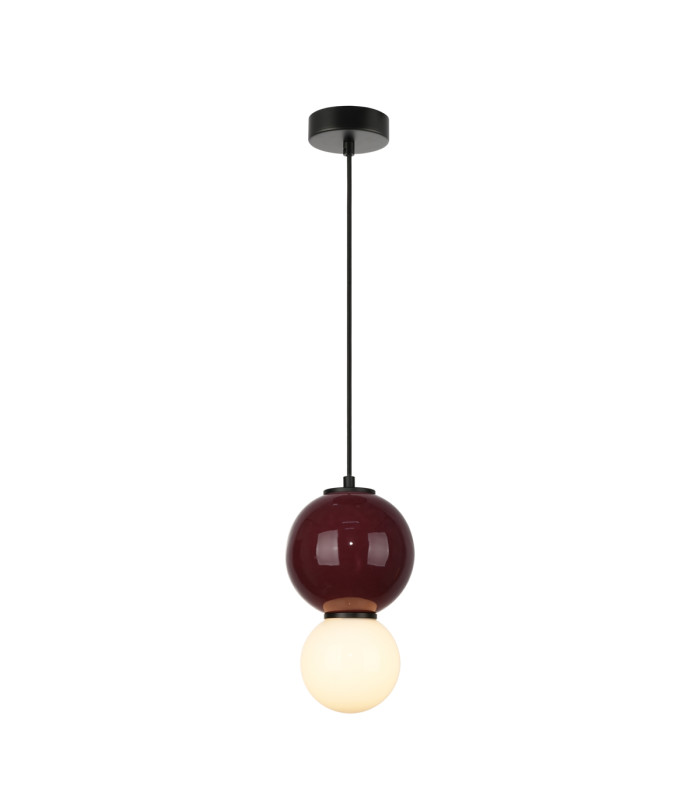 Pieve Slim Pendant Ceiling Light Burgundy Red Purple Matt White 3000K Warm White-1