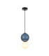 Pieve Small Slim Pendant Ceiling Light Blue Matt White with Blue Glass Ceramics Shade 3000K Warm White-1