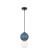 Pieve Small Slim Pendant Ceiling Light Blue Matt White with Blue Glass Ceramics Shade 3000K Warm White-2