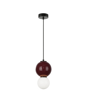 Pieve Slim Pendant Ceiling Light Burgundy Red Purple Matt White 3000K Warm White-2