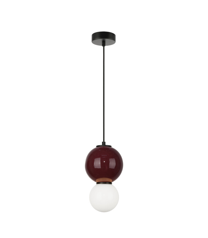 Pieve Slim Pendant Ceiling Light Burgundy Red Purple Matt White 3000K Warm White-2
