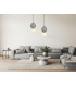 Pieve Small Slim Pendant Ceiling Light Grey Matt White with Grey Glass Ceramics Shade 3000K Warm White-5