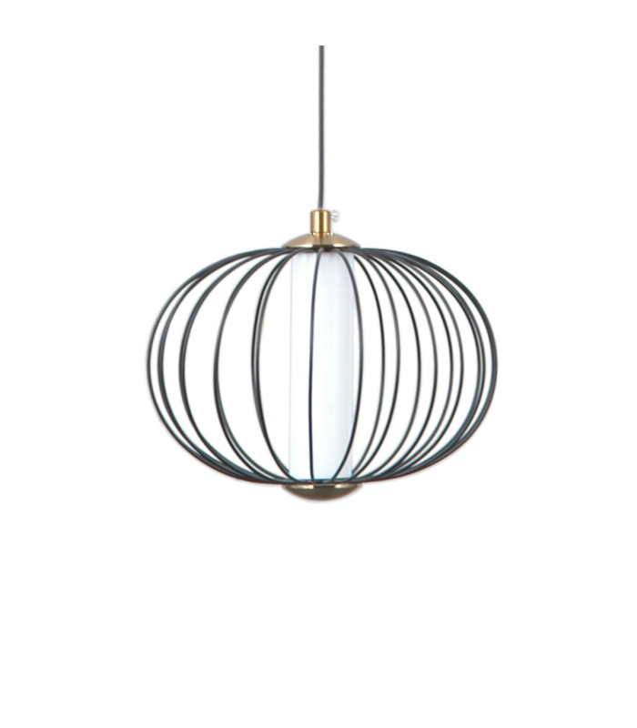 Rabel Wire Frame Pendant Ceiling Light Matt Black 3000K Warm White-2