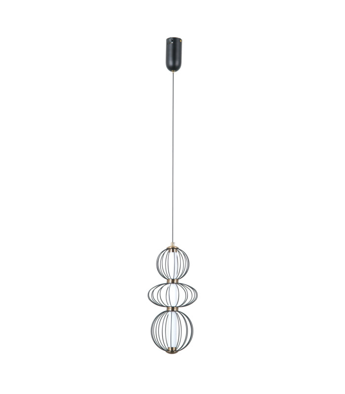 Rabel Wire Frame Pendant Ceiling Light Matt Black 3000K Warm White 3xLED-1
