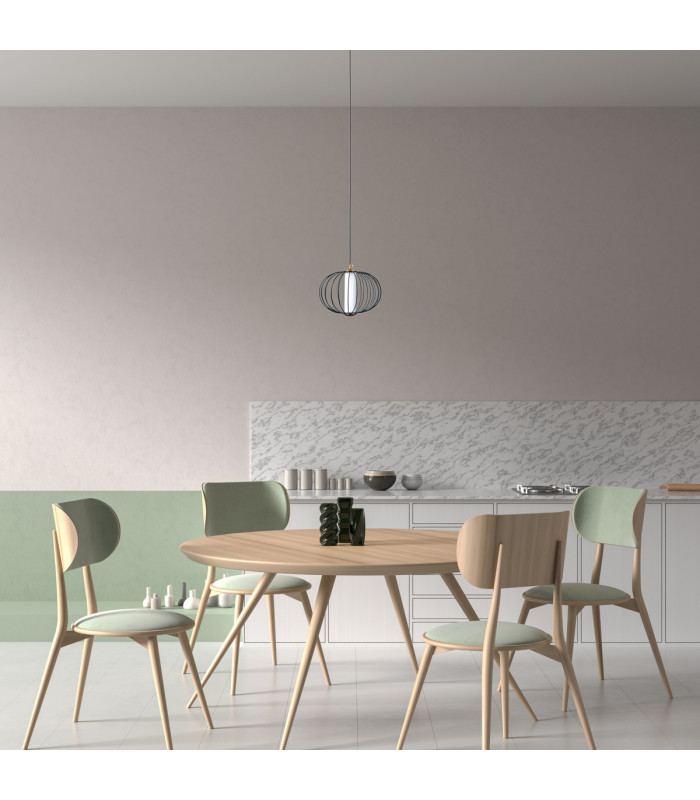 Rabel Wire Frame Pendant Ceiling Light Matt Black 3000K Warm White-5