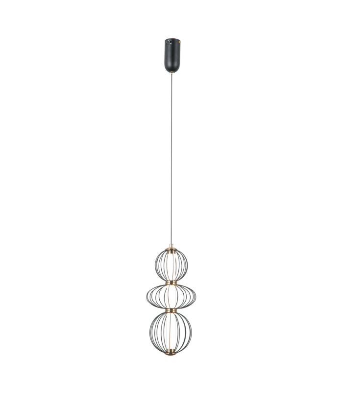 Rabel Wire Frame Pendant Ceiling Light Matt Black 3000K Warm White 3xLED-2