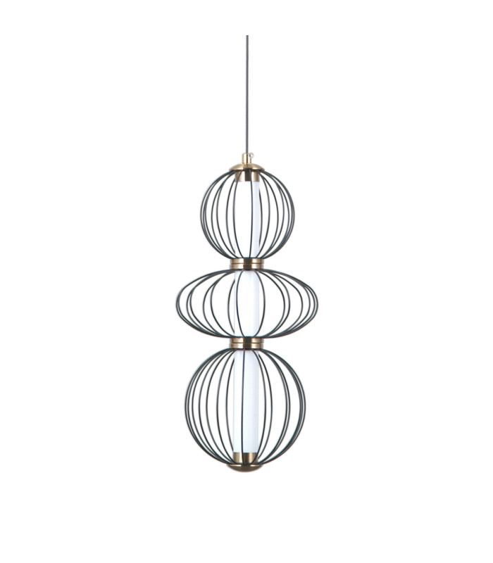 Rabel Wire Frame Pendant Ceiling Light Matt Black 3000K Warm White 3xLED-3