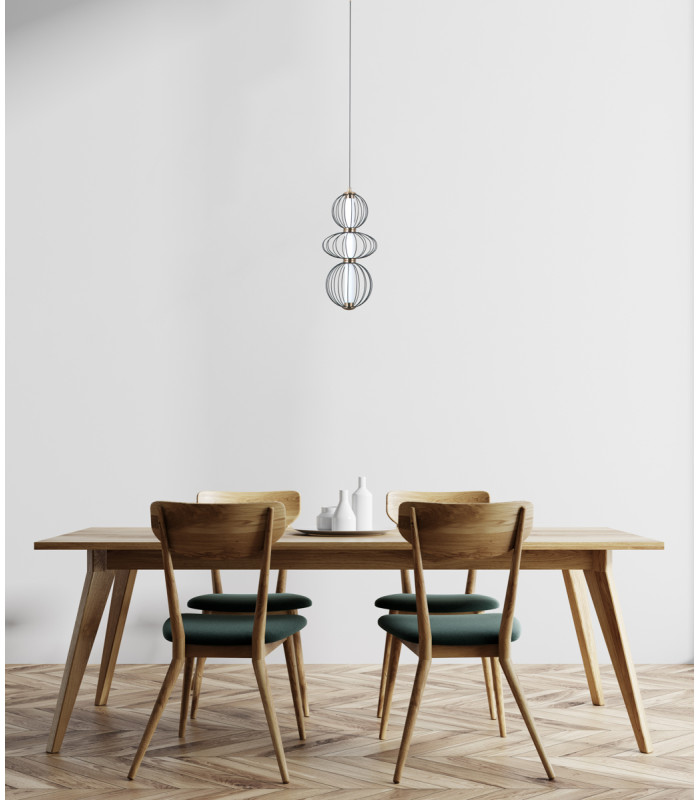 Rabel Wire Frame Pendant Ceiling Light Matt Black 3000K Warm White 3xLED-5