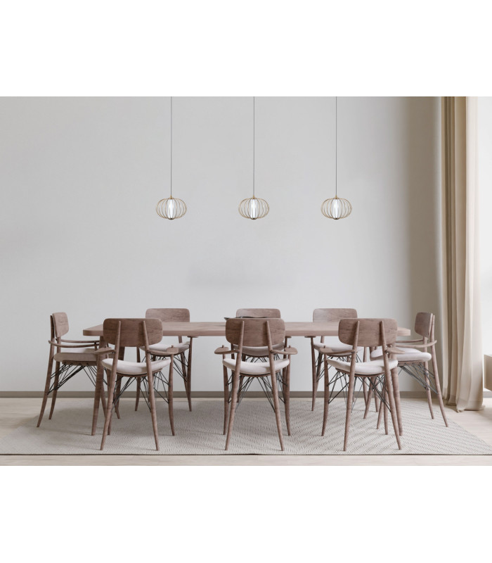 Rabel Wire Frame Pendant Ceiling Light Gold 3000K Warm White-5