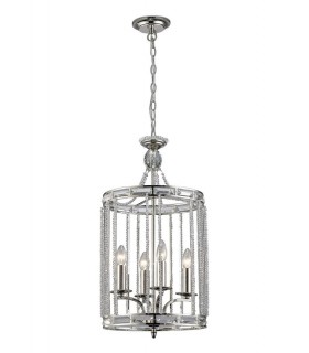 Ceiling Pendant 4 Light E14 Polished Nickel, Crystal - 1