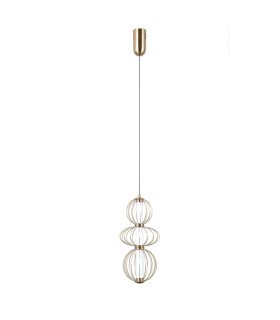 Rabel Wire Frame Pendant Ceiling Light Gold 3000K Warm White 3xLED-1