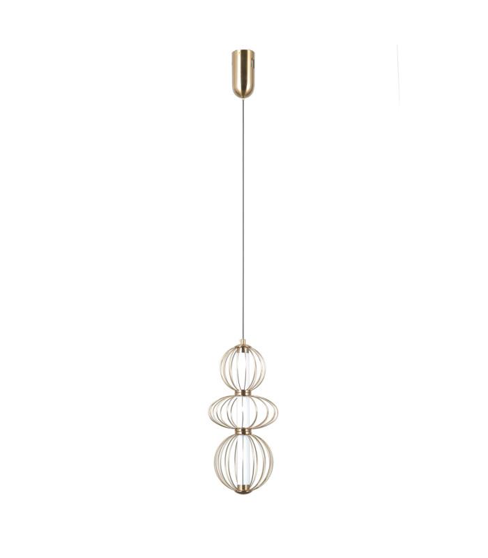 Rabel Wire Frame Pendant Ceiling Light Gold 3000K Warm White 3xLED-1