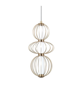 Rabel Wire Frame Pendant Ceiling Light Gold 3000K Warm White 3xLED-3