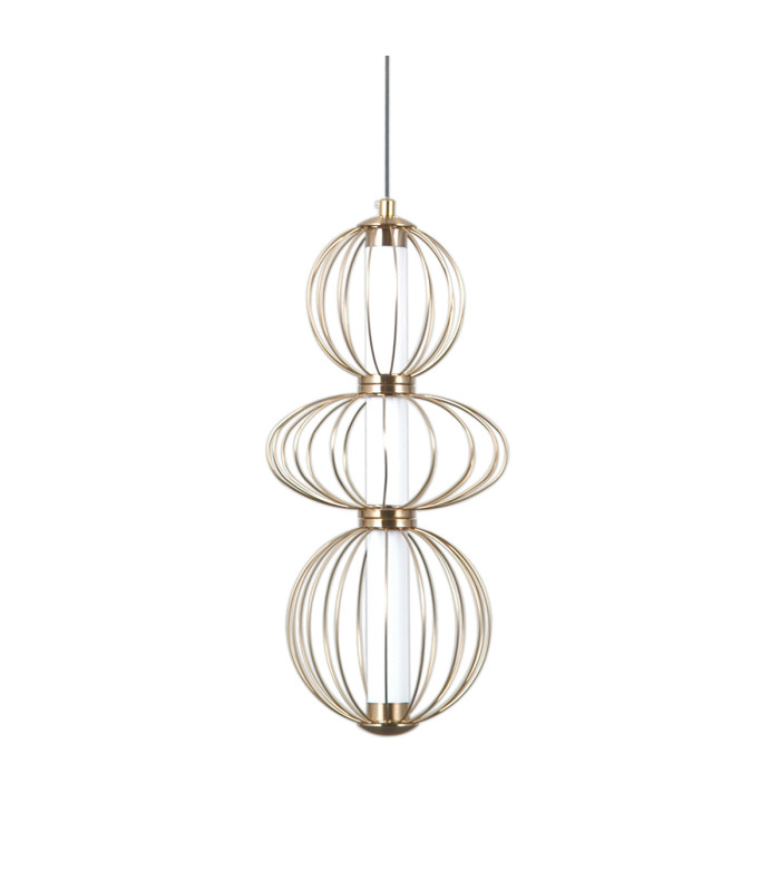 Rabel Wire Frame Pendant Ceiling Light Gold 3000K Warm White 3xLED-3