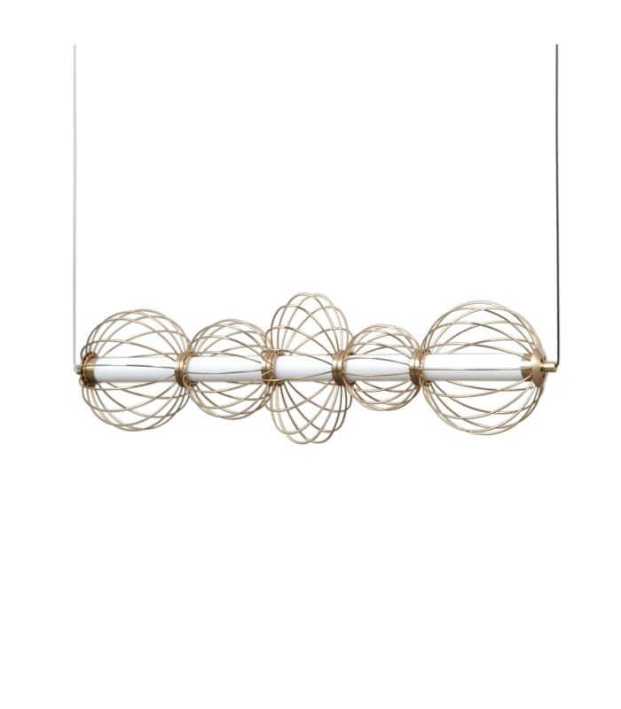 Rabel Wire Frame Pendant Ceiling Light Gold 3000K Warm White 5xLED-3