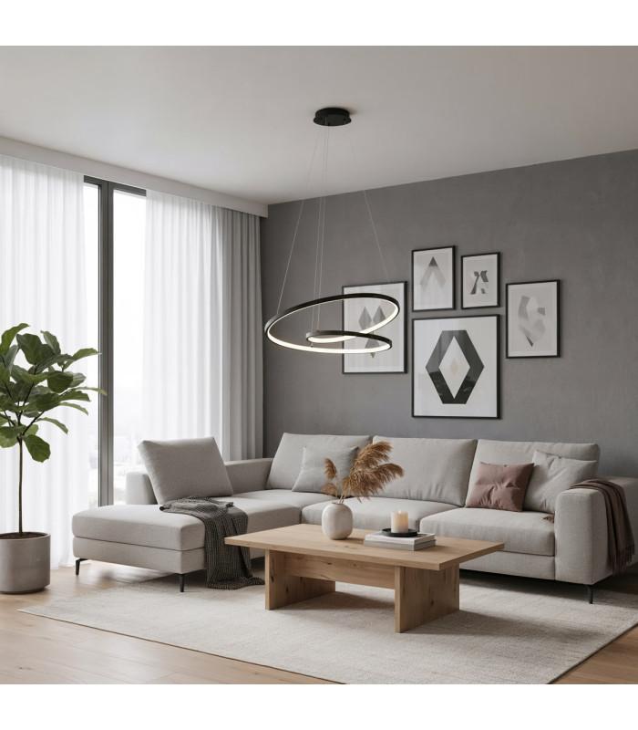 Reina LED Pendant Ceiling Light Black 3000/4000/6000K-5