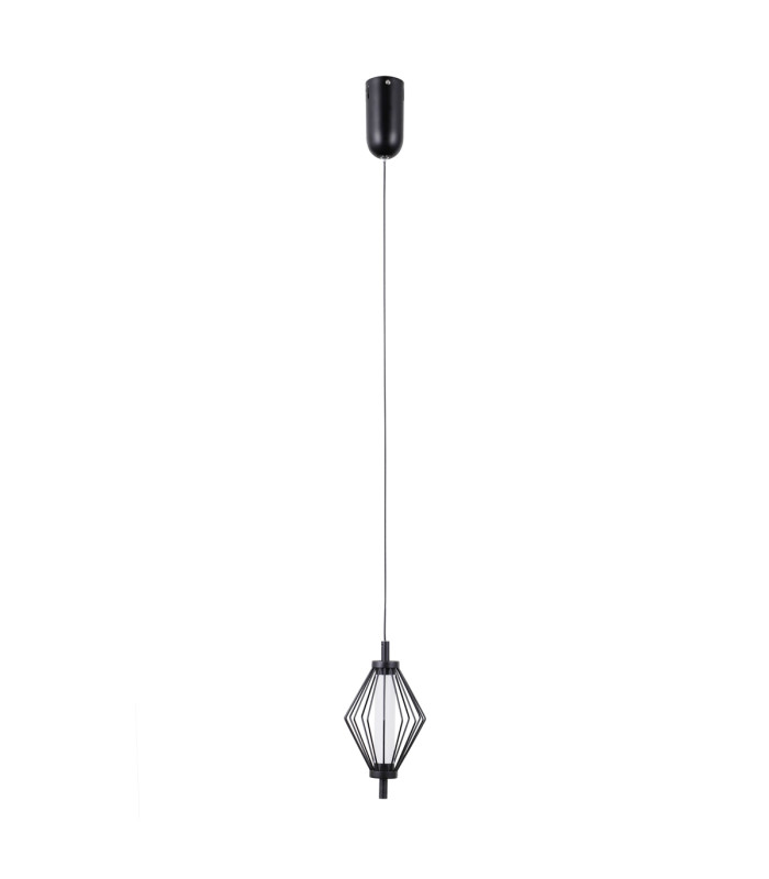 Sevil Wire Frame Pendant Ceiling Light Matt Black Chrome 3000K Warm White-1