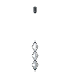 Sevil Wire Frame Pendant Ceiling Light Matt Black Chrome 3000K Warm White 3xLED-1