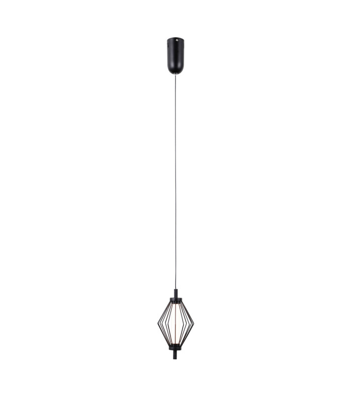 Sevil Wire Frame Pendant Ceiling Light Matt Black Chrome 3000K Warm White-2