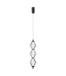 Sevil Wire Frame Pendant Ceiling Light Matt Black Chrome 3000K Warm White 3xLED-2