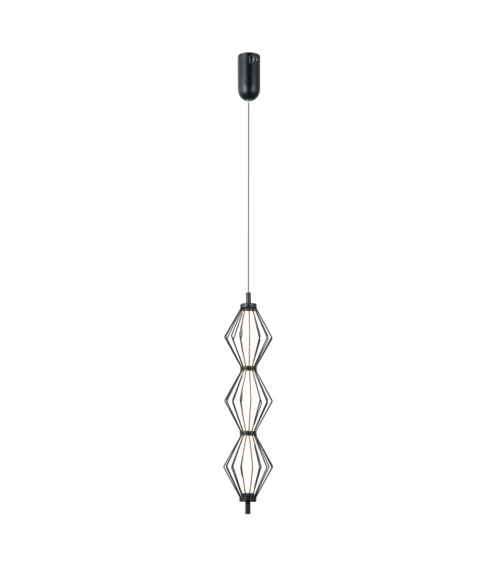 Sevil Wire Frame Pendant Ceiling Light Matt Black Chrome 3000K Warm White 3xLED-2
