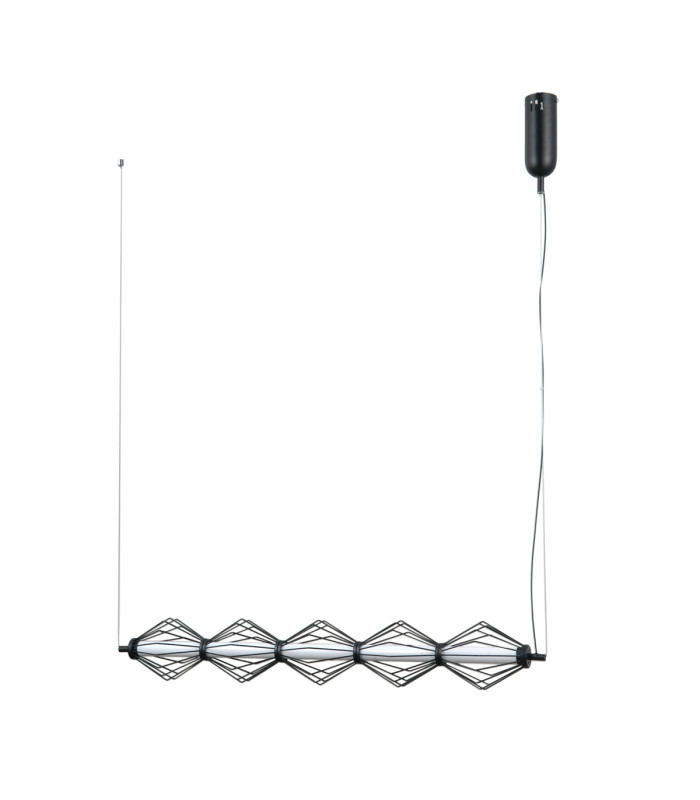 Sevil Wire Frame Pendant Ceiling Light Matt Black Chrome 3000K Warm White 5xLED-1