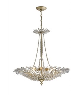 Ceiling Pendant 6 Light E14 Aged Gold, Silver, Crystal - 1