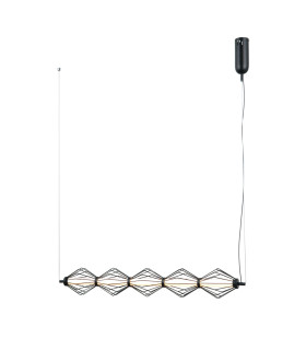 Sevil Wire Frame Pendant Ceiling Light Matt Black Chrome 3000K Warm White 5xLED-2