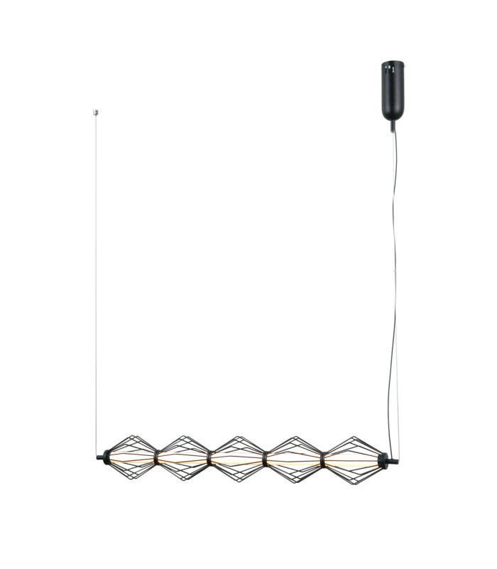 Sevil Wire Frame Pendant Ceiling Light Matt Black Chrome 3000K Warm White 5xLED-2