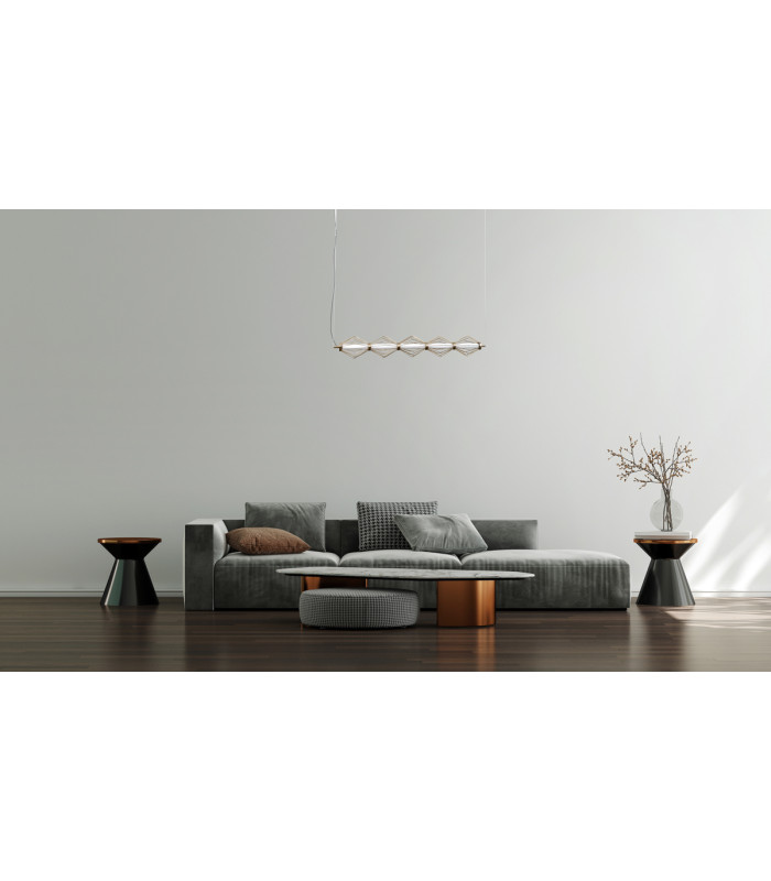 Sevil Wire Frame Pendant Ceiling Light Gold 3000K Warm White 5xLED-5