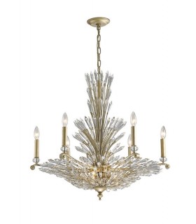 Ceiling Pendant 6+3 Light E14 Aged Gold, Silver, Crystal - 1