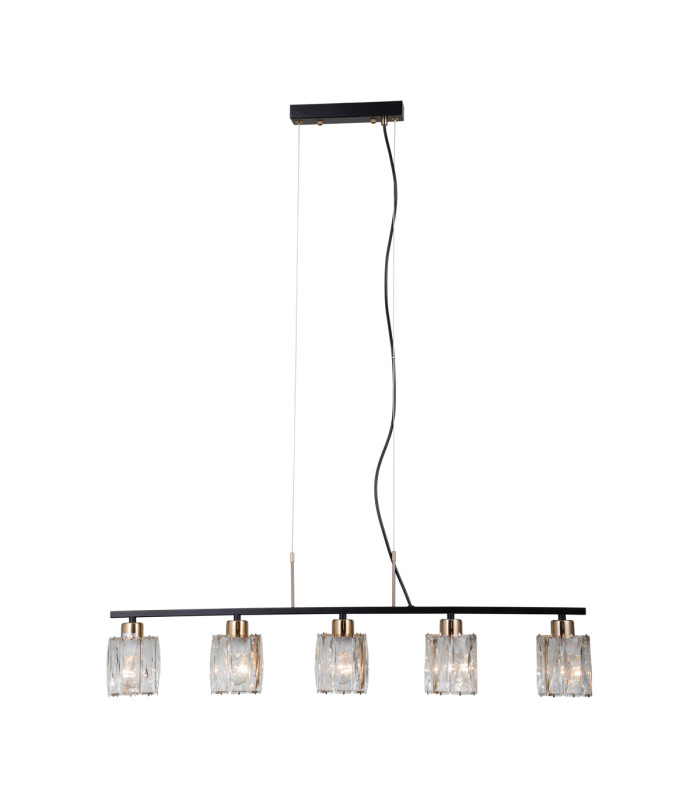 Simona Bar Pendant Ceiling Light Matt Black Chrome 5xE14-2